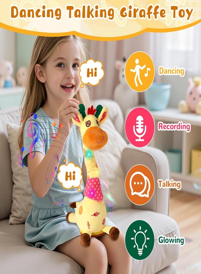 JISONCASE Christmas Talking Dancing Giraffe Baby Toy, Adjustable Volume Tummy Time Toy Repeating What You Say, Singing Mimicking Recording Sensory Education Gifts for Toddlers Boy Girls - Image 2